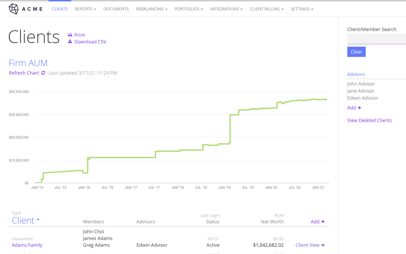 Client and advisor portal