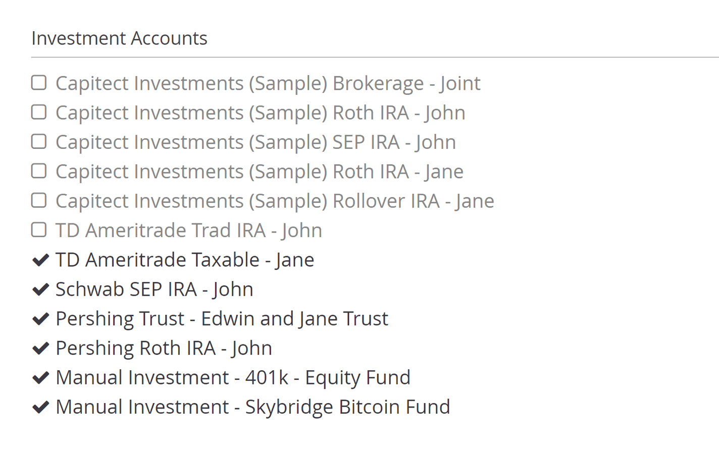 Rebalance custodian, held-away, and cryptocurrency accounts